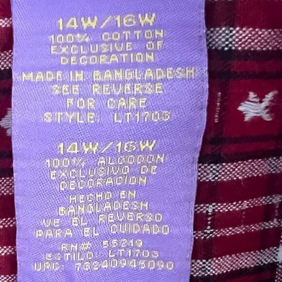 Disney Winnie The Pooh Plaid Embroidered Button Down Shirt Size 14/16 - Picture 6 of 7